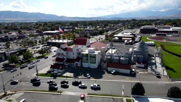 Lehi Roller Mills Historic Building Movie Footloose Filmed Orbiting Aerial — Stock Video