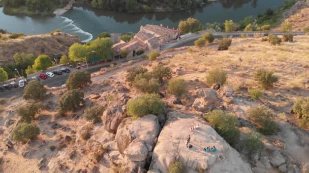 Blick Über Den Piedra Del Moro Aussichtspunkt Toledo Spanien Wärmender — Stockvideo