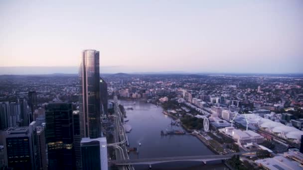 Brisbane City Skyline Con Vista Sul Fiume Brisbane Nel 2022 — Video Stock