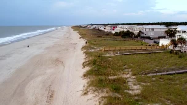 Aérea Sobre Dunas Protegidas Kure Beach Carolina Norte — Vídeo de Stock