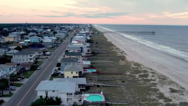 Воздушный Толчок Вниз Пляжу Куре Северная Каролина — стоковое видео