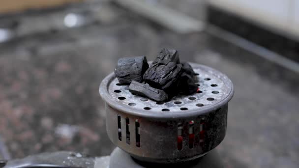 Time Lapse Quemadura Carbón Con Máquina — Vídeos de Stock