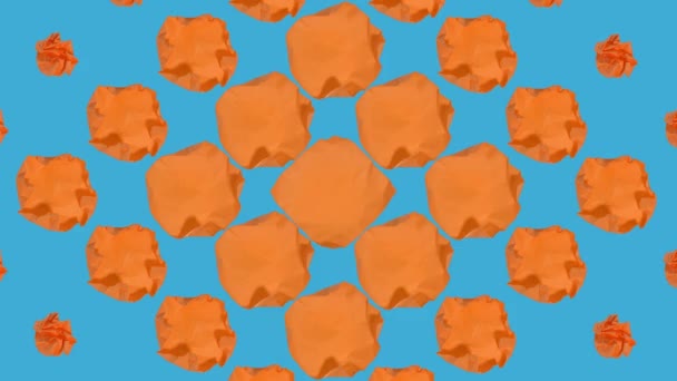 Gekromde Papieren Ballen Veranderen Een Oranje Scherm Stop Bewegingsanimatie — Stockvideo