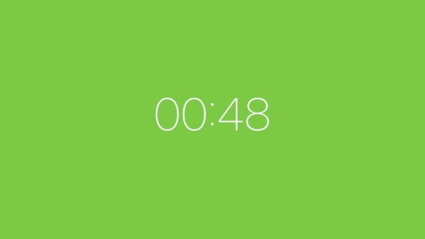 Simple Fifty Nine Second White Digital Count Timer Green Screen — Stock Video
