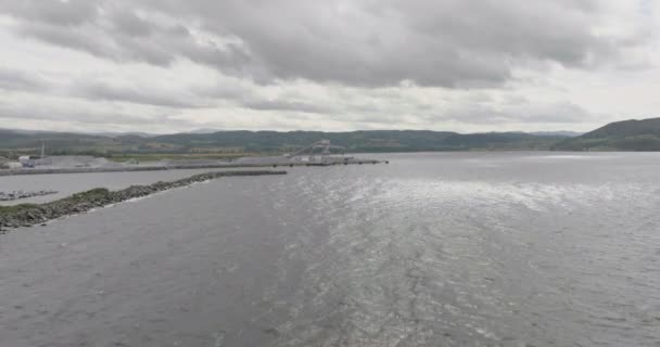 Flygfoto Visar Industriområde Verdal Stentillverkning Hamnen — Stockvideo