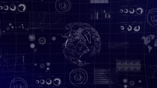 Datenanalyse Technologie Globus Rotierend Auf Irland Land Mit Diagrammen Diagrammen — Stockvideo