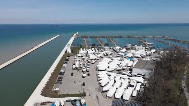 Área Armazenamento Barcos Fora Doca Estacionamento Náutico Para Iates Vela — Vídeo de Stock