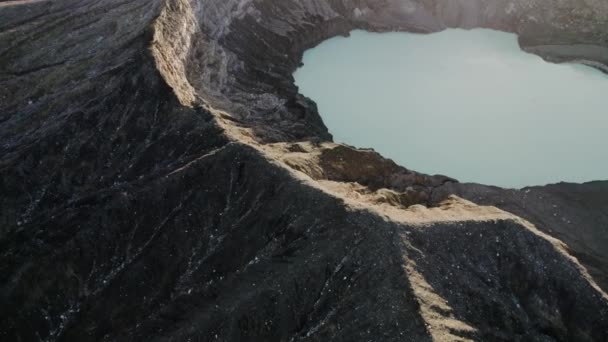 Luftaufnahme Des Kraters Von Volcan Poas Costa Rica Einzigartiges Geologisches — Stockvideo