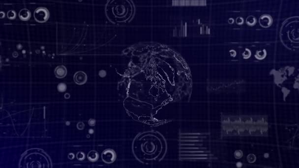 Análise Dados Tecnologia Globo Rotativo Islândia País Com Gráficos Gráficos — Vídeo de Stock
