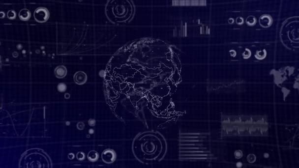 Análisis Datos Tecnología Globo Giratorio Haití País Con Gráficos Gráficos — Vídeo de stock