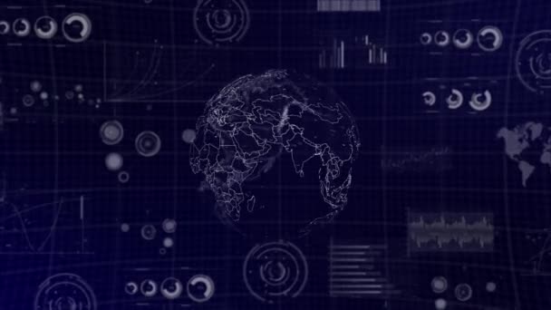 Adatelemzés Technológia Globe Forgó Zélandon Ország Grafikonok Grafikonok Analitika Háttérben — Stock videók