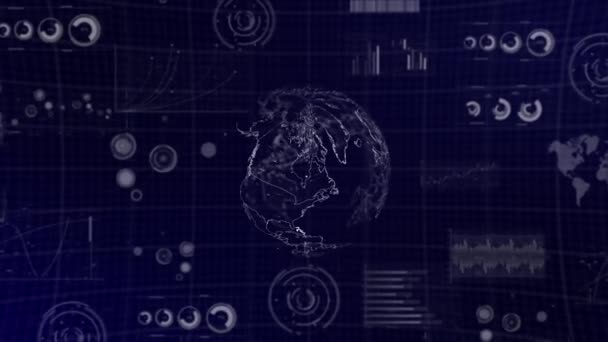 Data Analysis Technology Globe Rotating Luxembourg Country Graphs Charts Analytics — 비디오