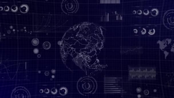Data Analysis Technology Globe Rotating Brazil Country Graphs Charts Analytics — Stock Video
