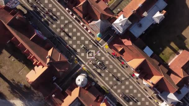 Letecký Pohled Stranu Ulici Starém Středověkém Okrese Republica Los Nios — Stock video