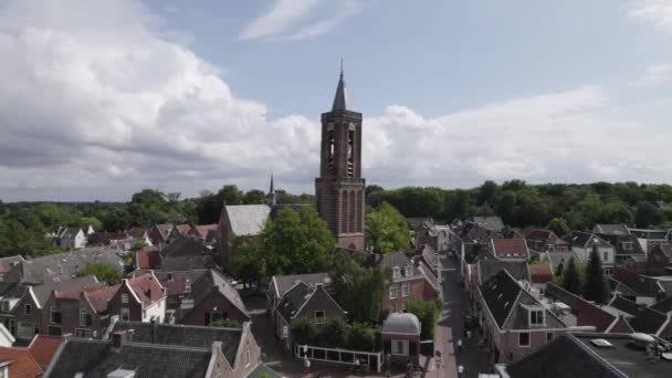 Luftbue Hollandsk Landsby Loenen Aan Vecht Med Sin Middelalderlige Kirke – Stock-video