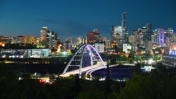 Colores Edmonton Cityscape Night Lime Lapse — Vídeos de Stock