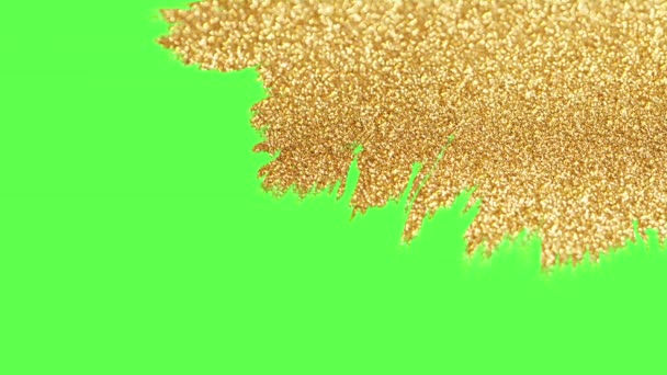 Χρυσό Χρώμα Glitter Εξάπλωση Animation Πράσινη Οθόνη — Αρχείο Βίντεο