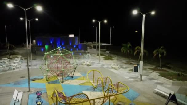 Vue Aérienne Une Aire Jeux Pour Enfants Nuit Mexique — Video