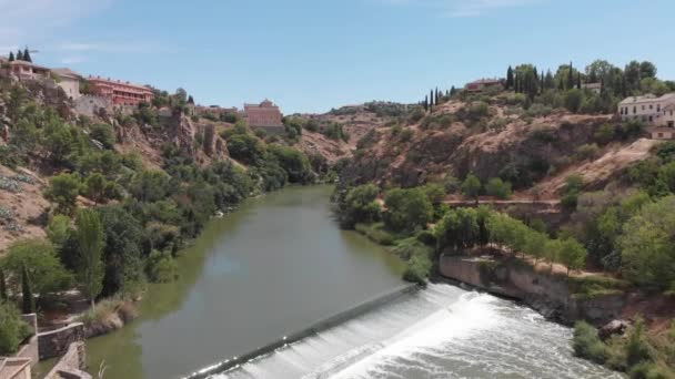 Increíble Valle Verde Río Tajo Con Agua Blanca Toledo España — Vídeo de stock