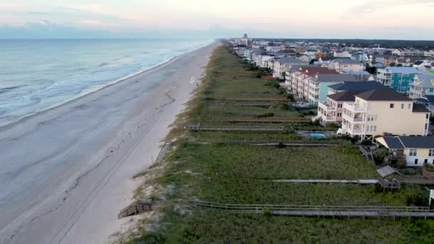 Aerial Dunes Sea Oats Carolina Beach North Carolina — Stock Video