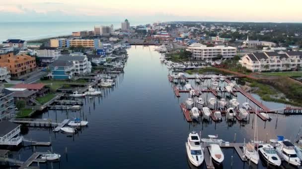 Marina Barche Carolina Spiaggia Nord Carolina All Alba — Video Stock