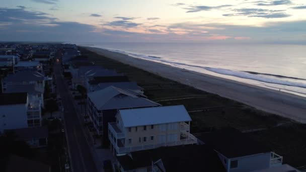 Salida Del Sol Empuje Aéreo Sobre Carolina Playa Carolina Norte — Vídeo de stock