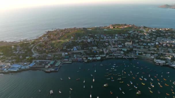 Luftaufnahme Der Tongoy Halbinsel Region Coquimbo Chile Sonnenuntergang — Stockvideo