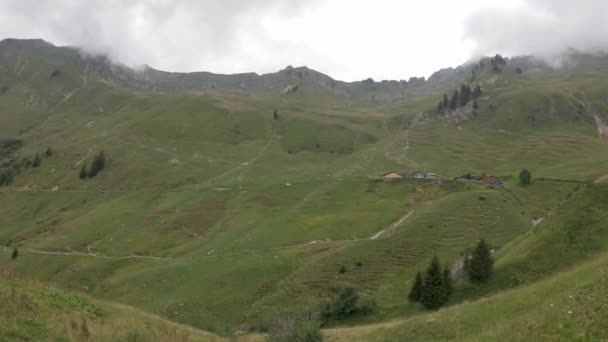 ブリエンツ ロソーン コグ列車のルート上の雄大な高山の頂上 スイス — ストック動画