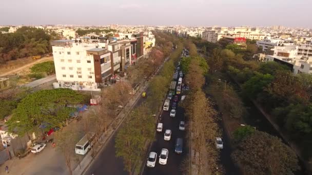 Drohnenaufnahmen Von Dichtem Verkehr Berufsverkehr Bangalore Indien — Stockvideo