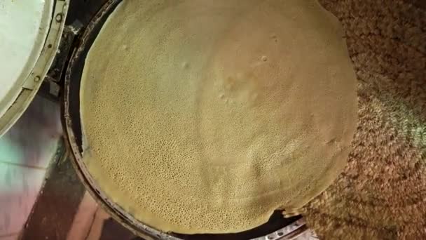 Proses Memasak Roti Injera Tradisional Ethiopia Ethiopia — Stok Video