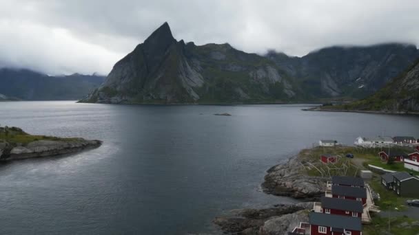 Repülő Felett Ikonikus Hamnoy Halászfalu Norvégiában Lofoten Azzal Céllal Hogy — Stock videók