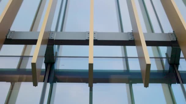 Modern Architectural Window Frame Close Details Steel Aluminum Glass Curtain — Stock Video