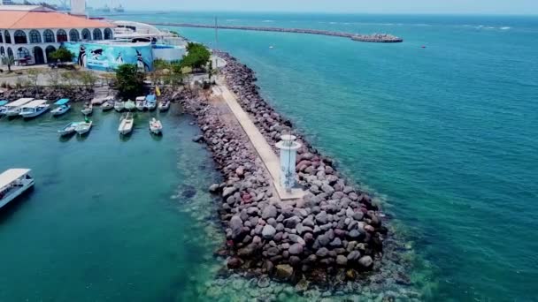Aquarium Veracruz Aerial View Gulf Mexico — Stock Video