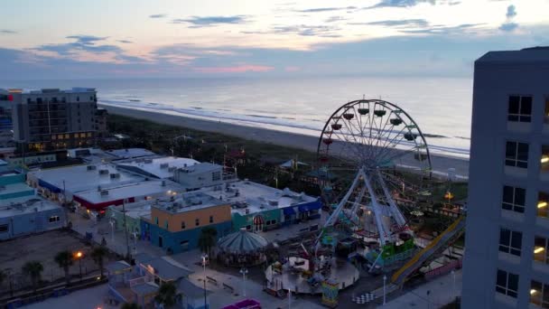 Carolina Spiaggia Nord Carolina Lungomare Parco Divertimenti Aerea — Video Stock