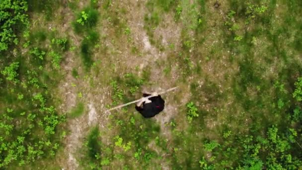 Grim Reaper Forest Scythe Fait Quelques Mouvements Combat Topdown Aérien — Video