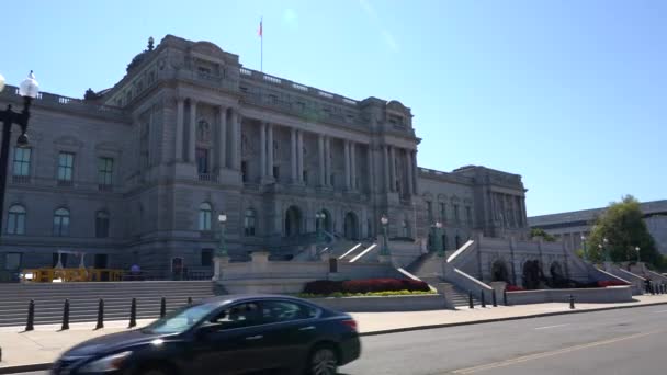 Gedung Perpustakaan Kongres Dari Tingkat Jalan Struktur Terkenal Washington — Stok Video