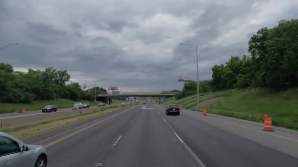 Pov Fast Driving Highway Chicago — стоковое видео