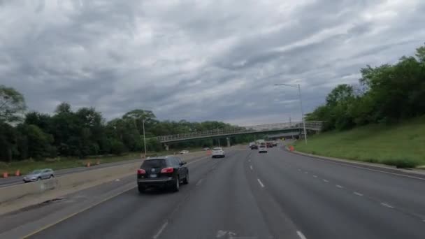 Pov Conduciendo Por Autopista Chicago Illinois Giro Hacia Lado Derecho — Vídeos de Stock
