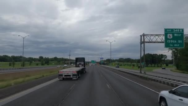 Truck Pov Fast Driving Cars Trucks Highway Chicago Winsconsin — стоковое видео
