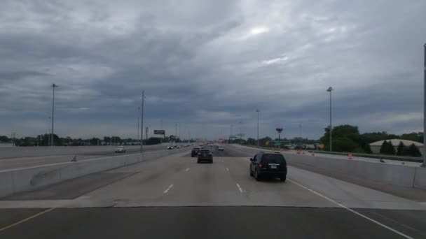 Pov Kör Snabbt Den Amerikanska Motorvägen Chicago — Stockvideo