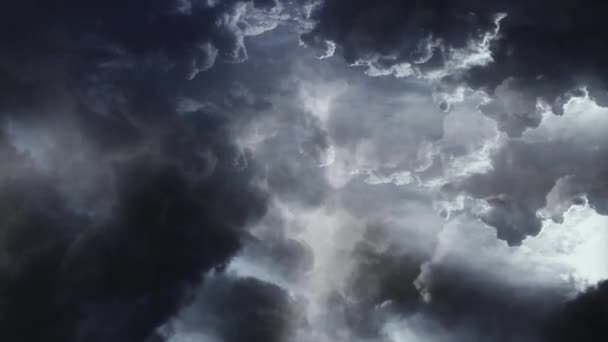 Vista Nuvens Escuras Com Trovoada Escura — Vídeo de Stock