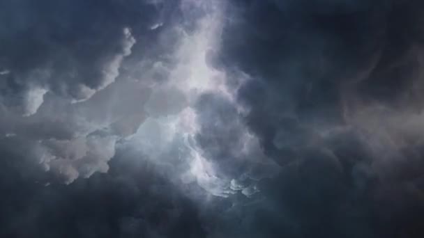 Gewitter Und Blitzeinschlag Den Dunklen Wolken — Stockvideo