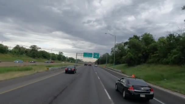 Pov Driving Transport Truck Highway Чикаго — стоковое видео