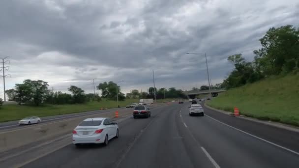Pov Driving Highway Chicago Illinois — стоковое видео