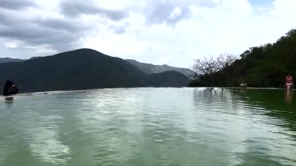 Vue Ascendante Site Thermique Naturel Sommet Montagne Hierve Agua San — Video