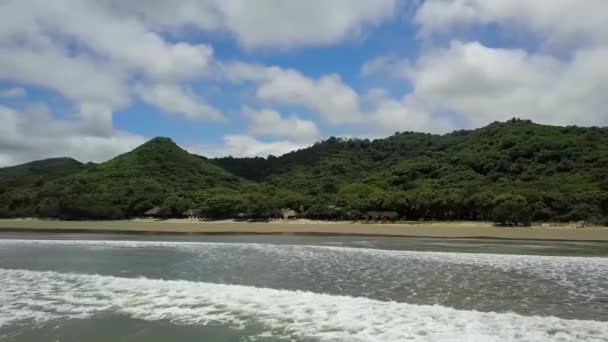 Drönare Antenn Video Nicaragua Stranden San Juan Del Sur Palm — Stockvideo