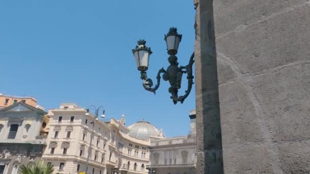 Détail Lampadaire Sur Mur Piazza Del Plebiscito Place Publique Naples — Video