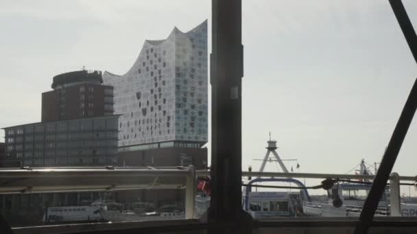 Wold Famosa Elbphilharmonie Concert Hall Opera Amburgo Hafencity Vista Berseebrcke — Video Stock