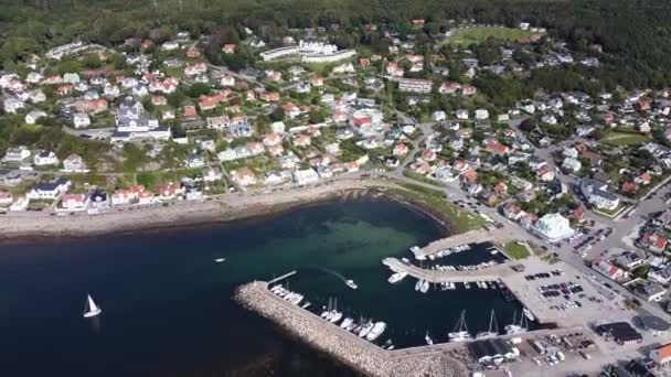 Вид Повітря Молле Швеція Морською Затокою Затоці Багато Домів Дерев — стокове відео