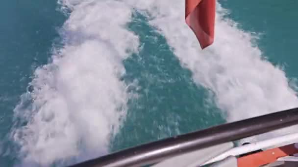 带着国旗和绿松石湖游览瑞士的观光船 — 图库视频影像
